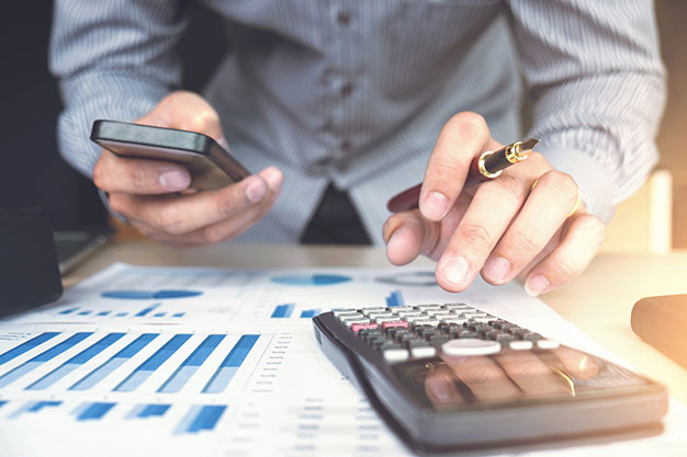 calculator being used